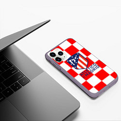 Чехол iPhone 11 Pro матовый Atletico madrid кубики, цвет: 3D-серый — фото 2