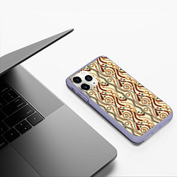 Чехол iPhone 11 Pro матовый Ремни и драгоценные камни, цвет: 3D-светло-сиреневый — фото 2