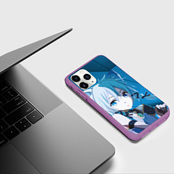 Чехол iPhone 11 Pro матовый Catgirl с синими ушками, цвет: 3D-фиолетовый — фото 2