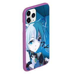 Чехол iPhone 11 Pro матовый Catgirl с синими ушками, цвет: 3D-фиолетовый — фото 2