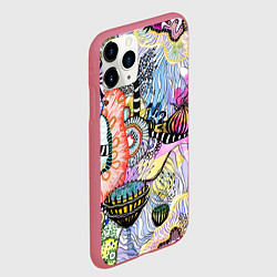 Чехол iPhone 11 Pro матовый Подводный цветочно коралловый мир, цвет: 3D-малиновый — фото 2