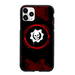 Чехол iPhone 11 Pro матовый Символ Gears of War и краска вокруг на темном фоне, цвет: 3D-черный