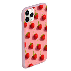 Чехол iPhone 11 Pro матовый Strawberry Pattern, цвет: 3D-розовый — фото 2