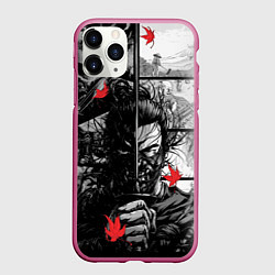 Чехол iPhone 11 Pro матовый Ghost of Tsushima Призрак Цусимы Дзин Сакай, цвет: 3D-малиновый