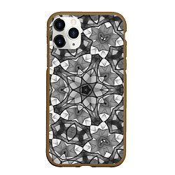 Чехол iPhone 11 Pro матовый Черно-белый геометрический мозаичный узор