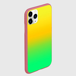 Чехол iPhone 11 Pro матовый Неоновый градиентный желто-зеленый фон, цвет: 3D-малиновый — фото 2