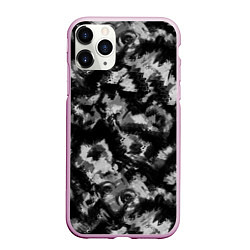 Чехол iPhone 11 Pro матовый Черно-белый абстрактный камуфляж, цвет: 3D-розовый