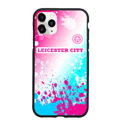Чехол iPhone 11 Pro матовый Leicester City Neon Gradient, цвет: 3D-черный