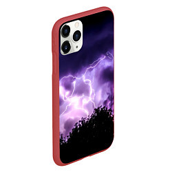 Чехол iPhone 11 Pro матовый Purple Lightning, цвет: 3D-красный — фото 2