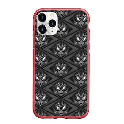 Чехол iPhone 11 Pro матовый Черно-белый современный узор арт-деко, цвет: 3D-красный