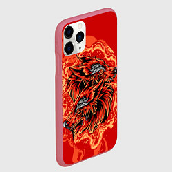 Чехол iPhone 11 Pro матовый Огненные лисы, цвет: 3D-малиновый — фото 2