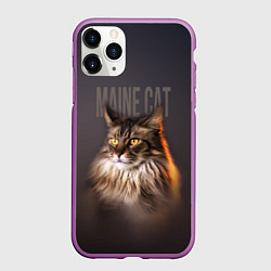 Чехол iPhone 11 Pro матовый Maine cat, цвет: 3D-фиолетовый