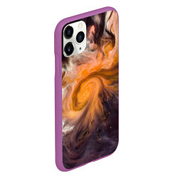 Чехол iPhone 11 Pro матовый Неоновые краски - Оранжевый, цвет: 3D-фиолетовый — фото 2