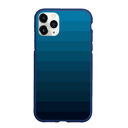 Чехол iPhone 11 Pro матовый Blue stripes gradient, цвет: 3D-тёмно-синий