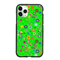 Чехол iPhone 11 Pro матовый TEXTURE OF MULTICOLORED FLOWERS, цвет: 3D-черный