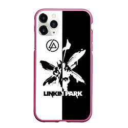 Чехол iPhone 11 Pro матовый Linkin Park логотип черно-белый, цвет: 3D-малиновый