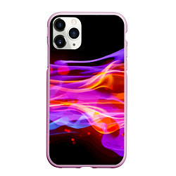 Чехол iPhone 11 Pro матовый Abstract colorful waves, цвет: 3D-розовый