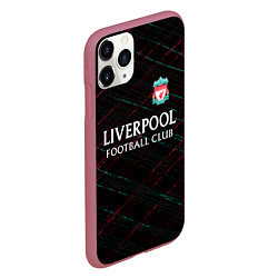 Чехол iPhone 11 Pro матовый Liverpool ливерпуль чёрточки, цвет: 3D-малиновый — фото 2