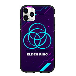 Чехол iPhone 11 Pro матовый Символ Elden Ring в неоновых цветах на темном фоне, цвет: 3D-черный