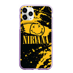 Чехол iPhone 11 Pro матовый NIRVANA логотип и краска, цвет: 3D-сиреневый