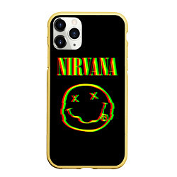 Чехол iPhone 11 Pro матовый Nirvana глитч, цвет: 3D-желтый