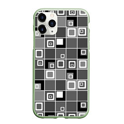 Чехол iPhone 11 Pro матовый Geometric shapes черно-белый, цвет: 3D-салатовый
