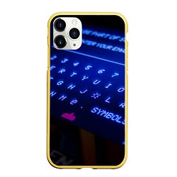 Чехол iPhone 11 Pro матовый Неоновая клавиатура - Синий, цвет: 3D-желтый