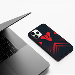 Чехол iPhone 11 Pro матовый Красный Символ Destiny на темном фоне со стрелками, цвет: 3D-черный — фото 2