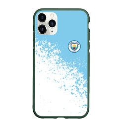 Чехол iPhone 11 Pro матовый Manchester city белые брызги на голубом фоне, цвет: 3D-темно-зеленый