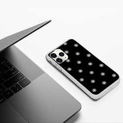 Чехол iPhone 11 Pro матовый Серый горох 3д на черном фоне, цвет: 3D-белый — фото 2