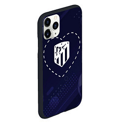 Чехол iPhone 11 Pro матовый Лого Atletico Madrid в сердечке на фоне мячей, цвет: 3D-черный — фото 2