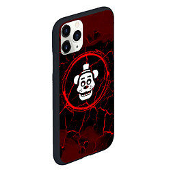 Чехол iPhone 11 Pro матовый Символ FNAF и краска вокруг на темном фоне, цвет: 3D-черный — фото 2