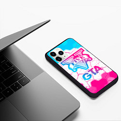 Чехол iPhone 11 Pro матовый GTA Neon Gradient, цвет: 3D-черный — фото 2