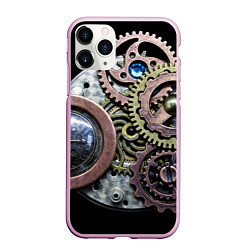 Чехол iPhone 11 Pro матовый Mechanism of gears in Steampunk style, цвет: 3D-розовый