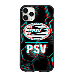 Чехол iPhone 11 Pro матовый PSV FC в стиле Glitch на темном фоне