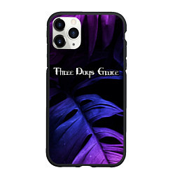 Чехол iPhone 11 Pro матовый Three Days Grace Neon Monstera, цвет: 3D-черный