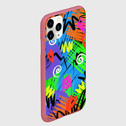 Чехол iPhone 11 Pro матовый Яркий геометрический принт, цвет: 3D-малиновый — фото 2