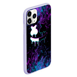 Чехол iPhone 11 Pro матовый Marshmello neon пламя, цвет: 3D-светло-сиреневый — фото 2