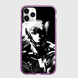 Чехол iPhone 11 Pro матовый METAL GEAR RISING - ЧБ ГЕРОЙ, цвет: 3D-фиолетовый