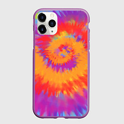 Чехол iPhone 11 Pro матовый Тай дай в радуге, цвет: 3D-фиолетовый