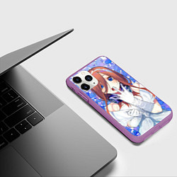 Чехол iPhone 11 Pro матовый Мику Накано арт, цвет: 3D-фиолетовый — фото 2