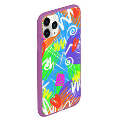 Чехол iPhone 11 Pro матовый Яркий геометрический принт на белом фоне, цвет: 3D-фиолетовый — фото 2