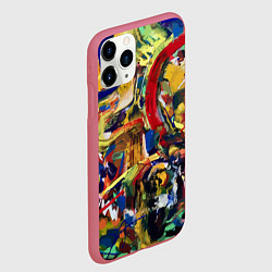 Чехол iPhone 11 Pro матовый Смелые экспрессивные мазки краски, цвет: 3D-малиновый — фото 2