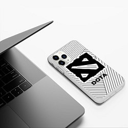 Чехол iPhone 11 Pro матовый Символ Dota на светлом фоне с полосами, цвет: 3D-белый — фото 2