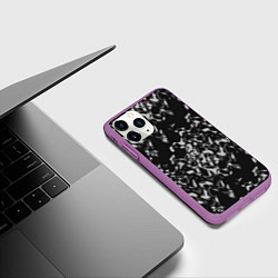 Чехол iPhone 11 Pro матовый Абстрактный узор в темных серых тонах, цвет: 3D-фиолетовый — фото 2