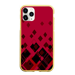 Чехол iPhone 11 Pro матовый Геометрический узор в красно-черных тонах, цвет: 3D-желтый