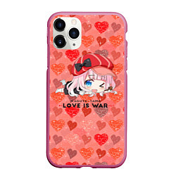 Чехол iPhone 11 Pro матовый Love is war - Госпожа Кагуя, цвет: 3D-малиновый