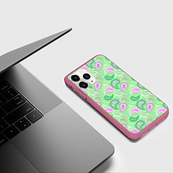 Чехол iPhone 11 Pro матовый Turkish cucumber green background, цвет: 3D-малиновый — фото 2