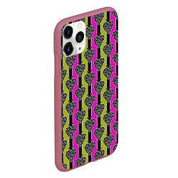 Чехол iPhone 11 Pro матовый Striped multicolored pattern Сердце, цвет: 3D-малиновый — фото 2