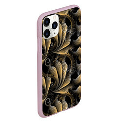 Чехол iPhone 11 Pro матовый Золотистые абстрактные узоры, цвет: 3D-розовый — фото 2